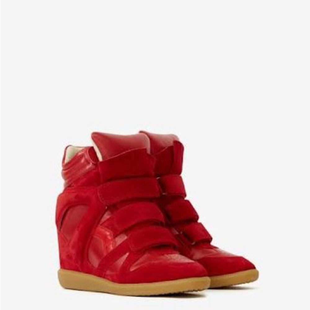 Isabel Marant Red Wedge Sneakers